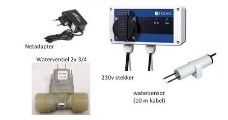  Water alarm switch| WPS-1000 | Plastic water valve 12V - 3/4'' | mains adapter + cable