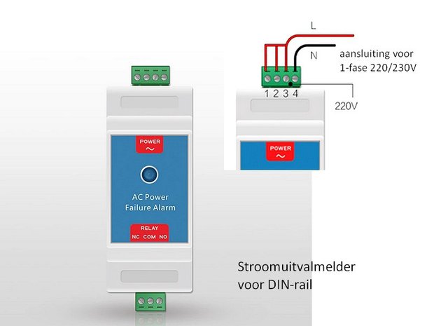 Power failure detector APS-100 | DIN power failure alarm